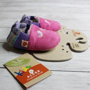 Acorn Baby Girl's Suede Leather Size 6-12 Months Sheepskin Wool Birds